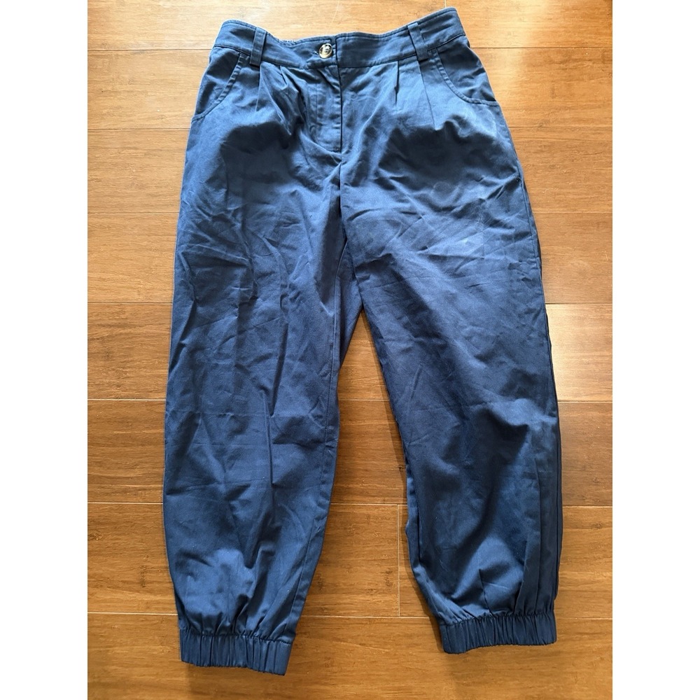 Halara Pants Womens S Petite Blue Jogger Elastic Waist Cuffed Ankle Pleated
